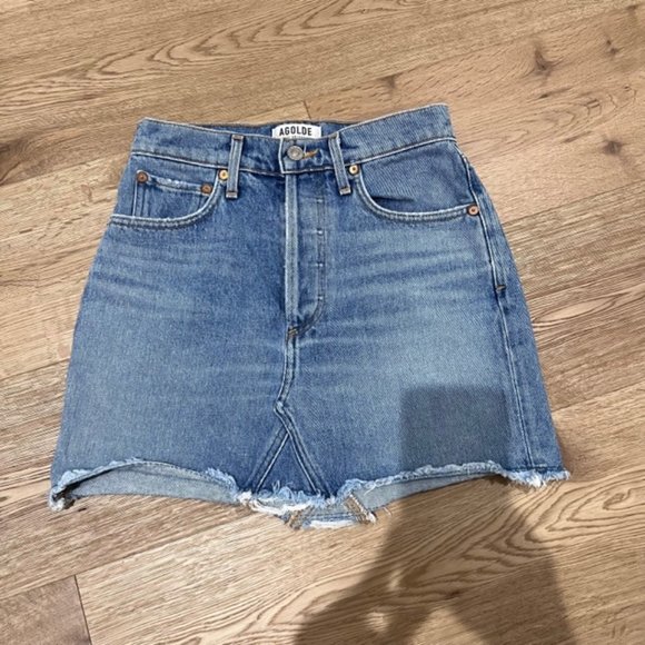 Agolde Denim Mini Skirt Size 25 - Picture 4 of 7